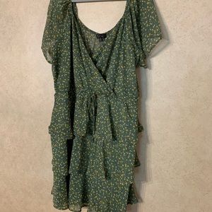 Green Floral, Flowing Dress